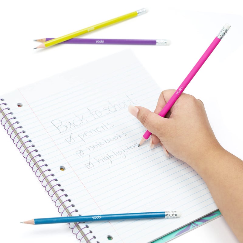 Yoobi No. 2 Pencils, Pre-sharpened in Bright Colors, Pink, Purple, Blue and Yellow, Fun School Supplies for Kids, Teens and Adults, 24 Pack - Image 3